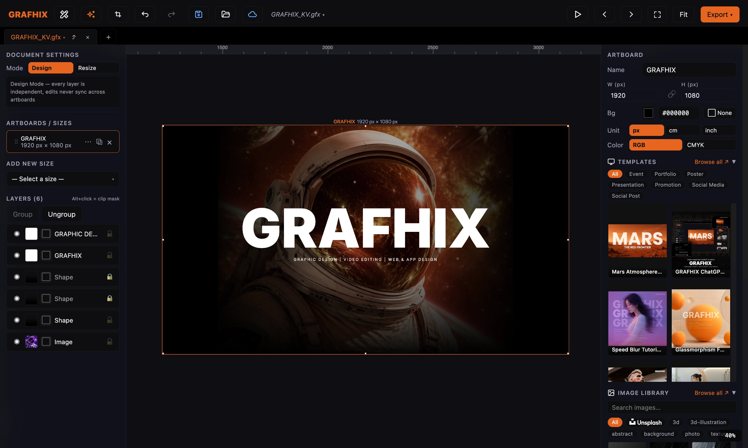 GRAFHIX — โปรแกรมออกแบบกราฟิก