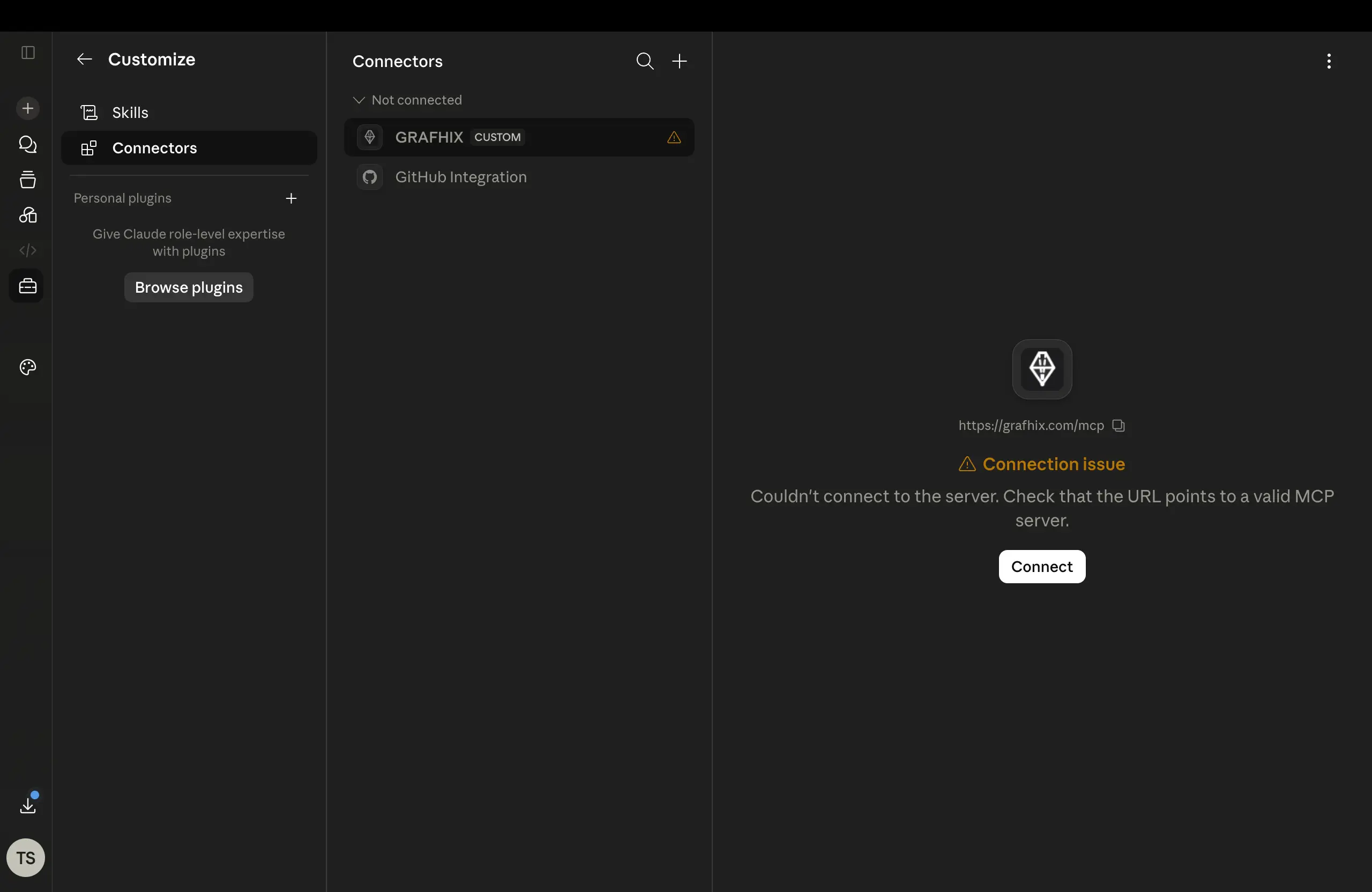 Click Connect next to GRAFHIX